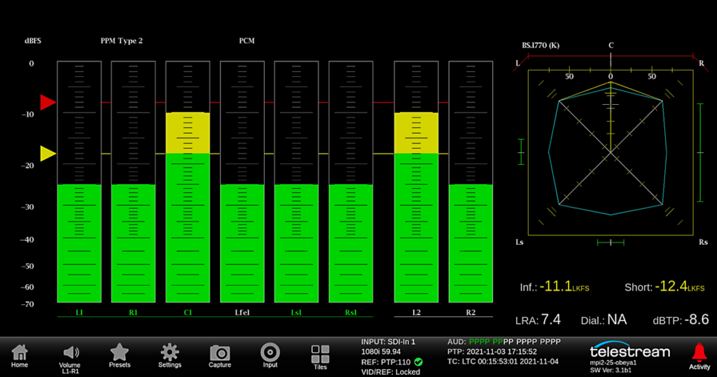 The Surround Sound Display in the PRISM Waveform Monitor